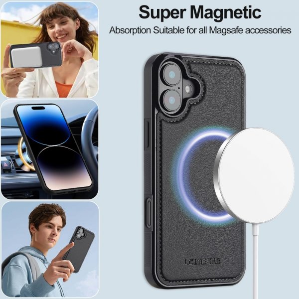 Lc.Imeeke iPhone 16 Fodral med Löstagbart Skal L2 Series MagSafe Svart