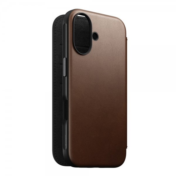 Nomad iPhone 16 Fodral Modern Leather Folio Brun