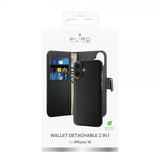 Puro iPhone 16 Fodral Wallet Detachable 2 in 1 Svart