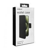 Celly iPhone 16 Fodral Wally Wallet Case Svart