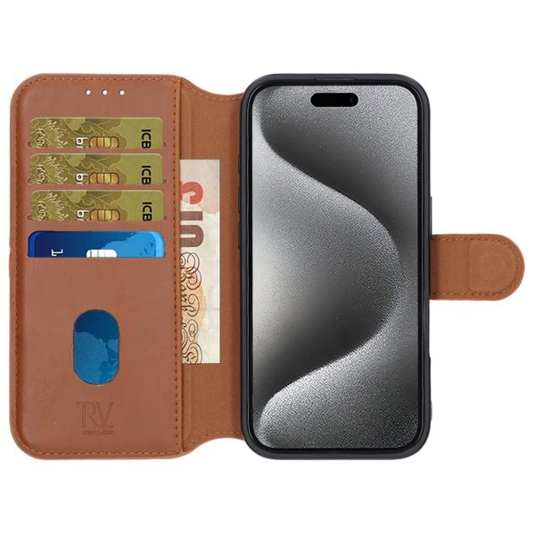 Rvelon iPhone 16 Fodral 4 Kortfack MagSafe Brun