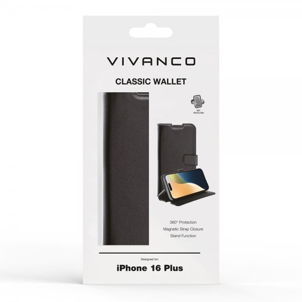 Vivanco iPhone 16 Plus Fodral Classic Wallet Svart