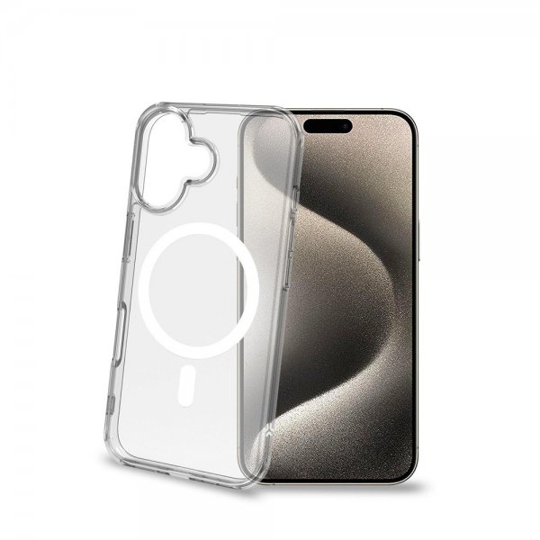 Celly iPhone 16 Plus Skal GELSKINMAG Transparent Vit