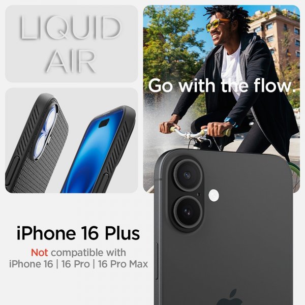 Spigen iPhone 16 Plus Skal Liquid Air Matte Black