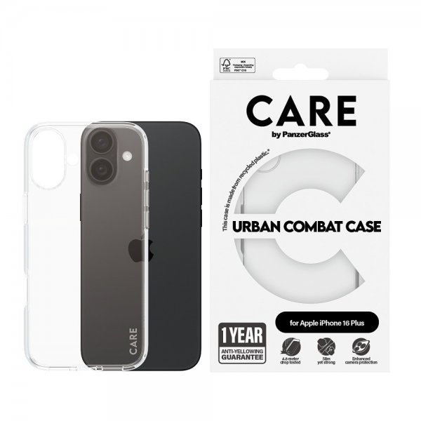 CARE by PanzerGlass iPhone 16 Plus Skal Urban Combat Transparent
