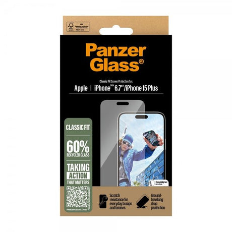 PanzerGlass iPhone 15 Plus/iPhone 16 Plus Skärmskydd Classic Fit EasyAligner