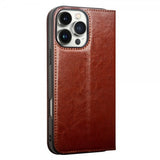 Qialino iPhone 16 Pro Fodral Äkta Läder Brun