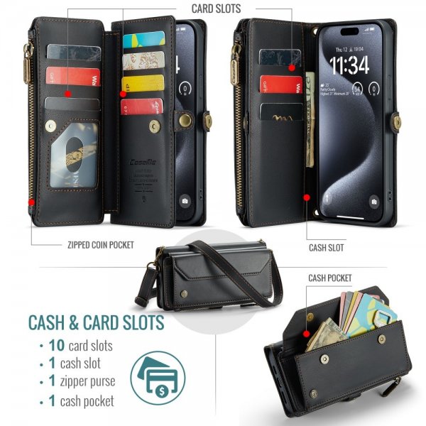 CaseMe iPhone 16 Pro Fodral C36 Series Svart