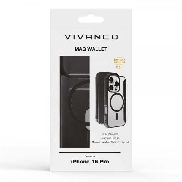 Vivanco iPhone 16 Pro Fodral Mag Wallet Svart