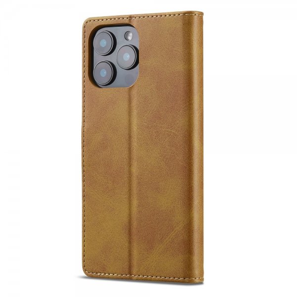 Lc.Imeeke iPhone 16 Pro Fodral med Kortfack Stativfunktion Ljusbrun