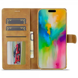 Lc.Imeeke iPhone 16 Pro Fodral med Kortfack Stativfunktion Ljusbrun