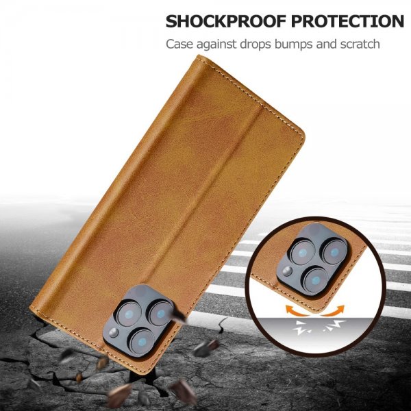 Lc.Imeeke iPhone 16 Pro Fodral med Kortfack Stativfunktion Ljusbrun