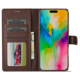 Lc.Imeeke iPhone 16 Pro Fodral med Kortfack Stativfunktion Mörkbrun