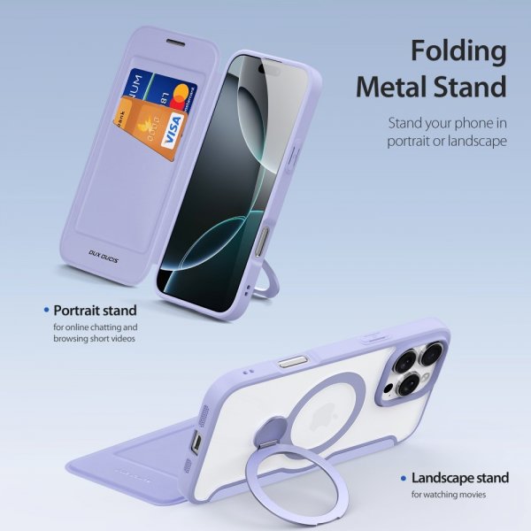 Dux Ducis iPhone 16 Pro Fodral Skin X Pro Series Kickstand MagSafe Lila