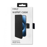 Celly iPhone 16 Pro Fodral Wally Wallet Case Svart