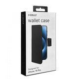 Celly iPhone 16 Pro Fodral Wally Wallet Case Svart