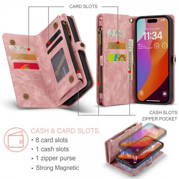 CaseMe iPhone 16 Pro Max Fodral 008 Series Löstagbart Skal Rosa
