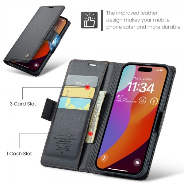 CaseMe iPhone 16 Pro Max Fodral 023 Series Svart