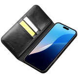 Qialino iPhone 16 Pro Max Fodral Äkta Läder Svart