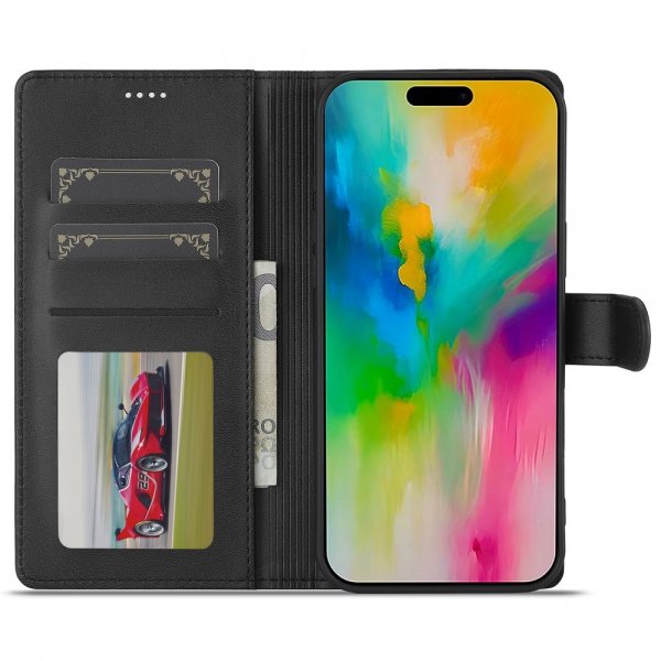Lc.Imeeke iPhone 16 Pro Max Fodral med Kortfack Stativfunktion Svart