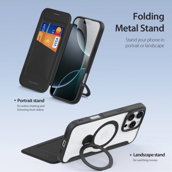 Dux Ducis iPhone 16 Pro Max Fodral Skin X Pro Series Kickstand MagSafe Svart