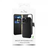 Puro iPhone 16 Pro Max Fodral Wallet Detachable 2 in 1 Svart