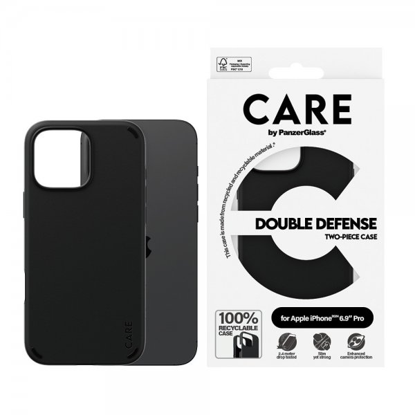 CARE by PanzerGlass iPhone 16 Pro Max Skal Double Defence Svart