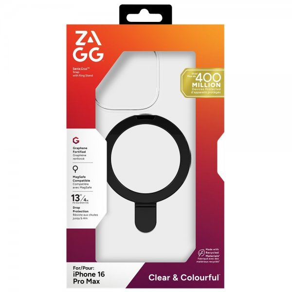 ZAGG iPhone 16 Pro Max Skal Santa Cruz Snap Ring Stand Svart