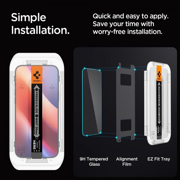 Spigen iPhone 16 Pro Max/iPhone 17 Pro Max Skärmskydd GLAS.tR EZ Fit 2-pack