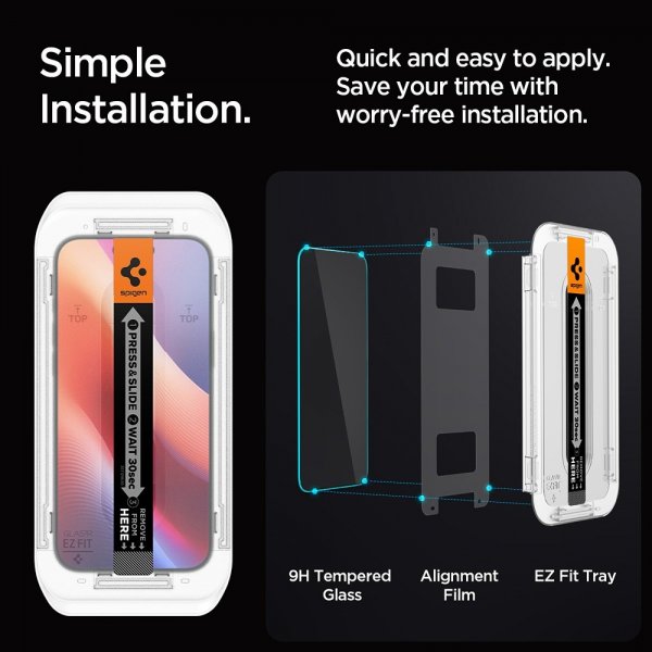 Spigen iPhone 16 Pro Max/iPhone 17 Pro Max Skärmskydd GLAS.tR EZ Fit Privacy 2-pack