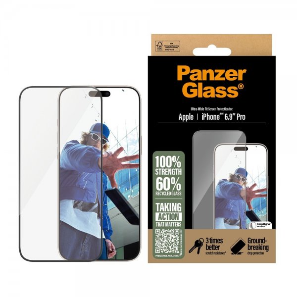 PanzerGlass iPhone 16 Pro Max Skärmskydd Ultra-Wide Fit EasyAligner