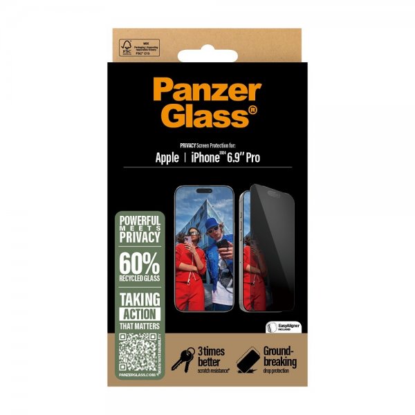 PanzerGlass iPhone 16 Pro Max Skärmskydd Ultra-Wide Fit Privacy EasyAligner