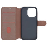 Rvelon iPhone 16 Pro Fodral Äkta läder Kortfack Brun