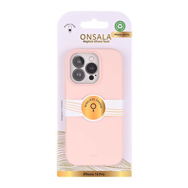 Onsala iPhone 16 Pro Skal Silikonkänsla Chalk Pink