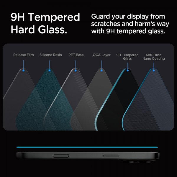 Spigen iPhone 16 Pro/iPhone 17/17 Pro Skärmskydd GLAS.tR EZ Fit Privacy 2-pack