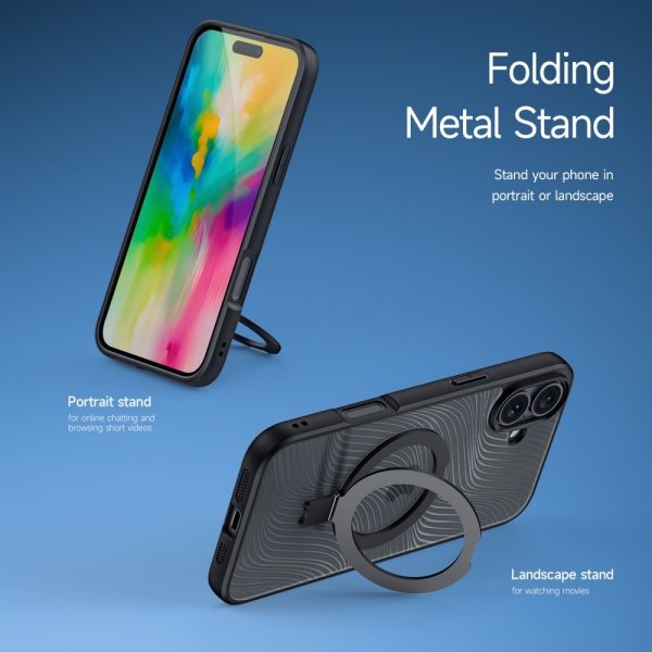 Dux Ducis iPhone 16 Skal Aimo Series MagSafe Kickstand Svart