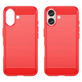 iPhone 16 Skal Borstad Kolfibertextur Röd