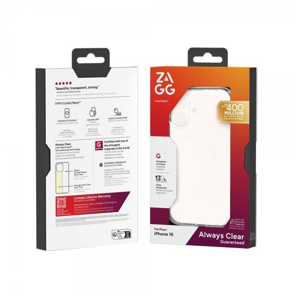 ZAGG iPhone 16 Skal Crystal Palace Transparent