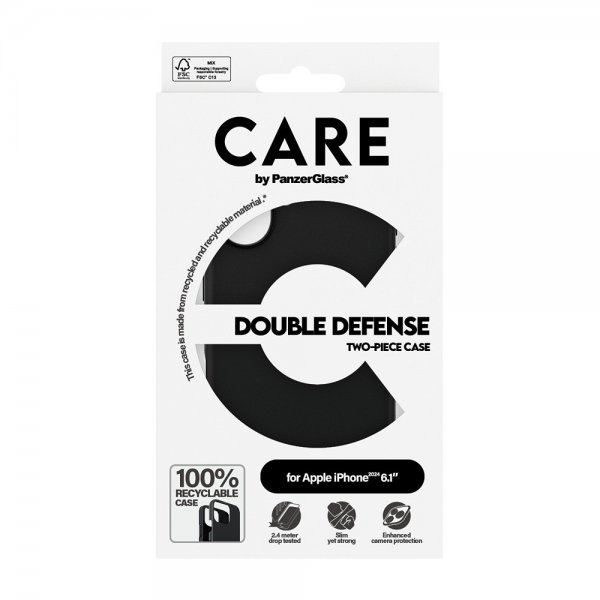 CARE by PanzerGlass iPhone 16 Skal Double Defence Svart