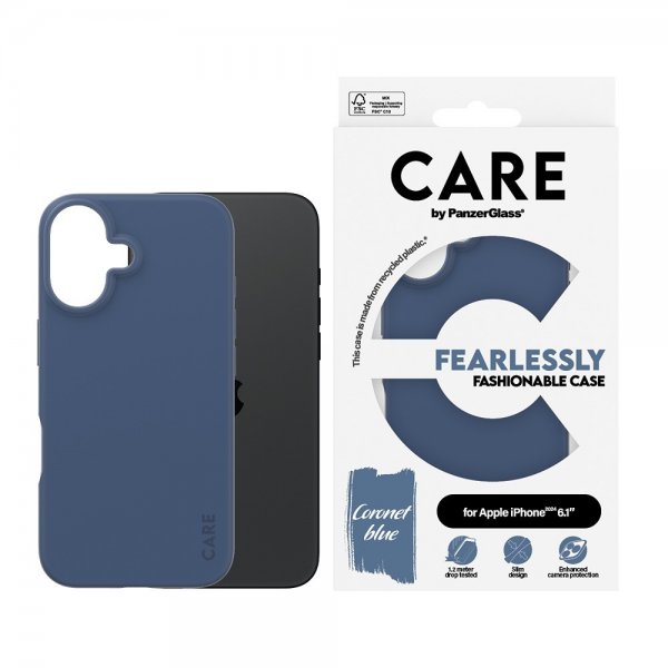 CARE by PanzerGlass iPhone 16 Skal Fashionable Blå