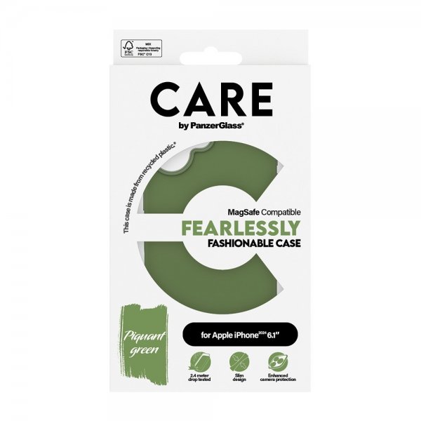CARE by PanzerGlass iPhone 16 Skal Fashionable MagSafe Grön