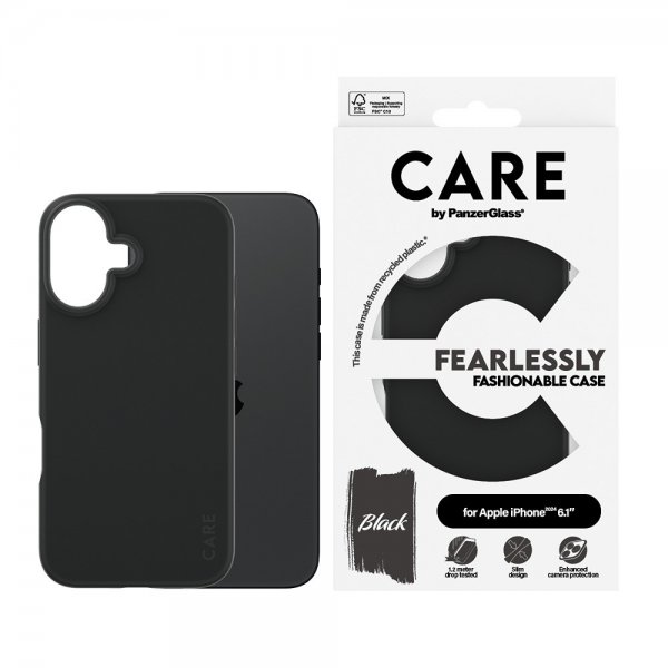 CARE by PanzerGlass iPhone 16 Skal Fashionable Svart