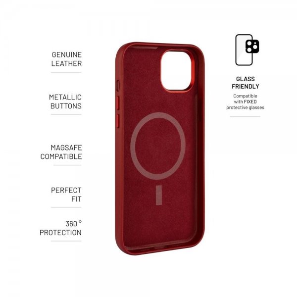 Fixed iPhone 16 Skal MagLeather Röd