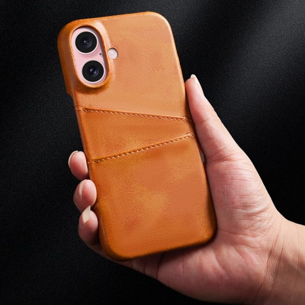 iPhone 16 Skal med två Kortfack Ljusbrun