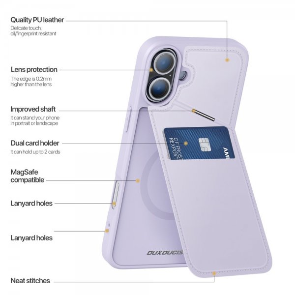 Dux Ducis iPhone 16 Skal Rafi II Series MagSafe Lila