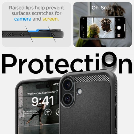 Spigen iPhone 16 Skal Rugged Armor MagFit Matte Black