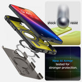 Spigen iPhone 16 Skal Tough Armor MagFit Gunmetal