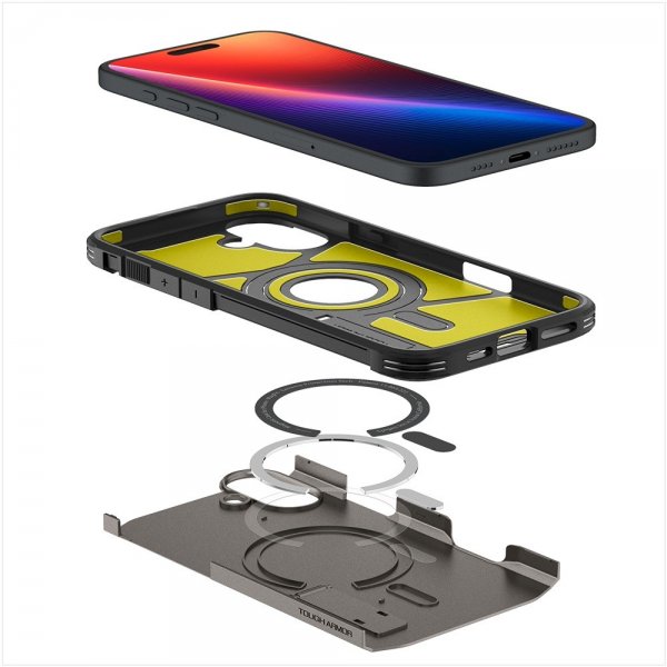 Spigen iPhone 16 Skal Tough Armor MagFit Gunmetal