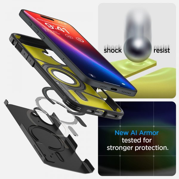 Spigen iPhone 16 Skal Tough Armor MagFit Svart