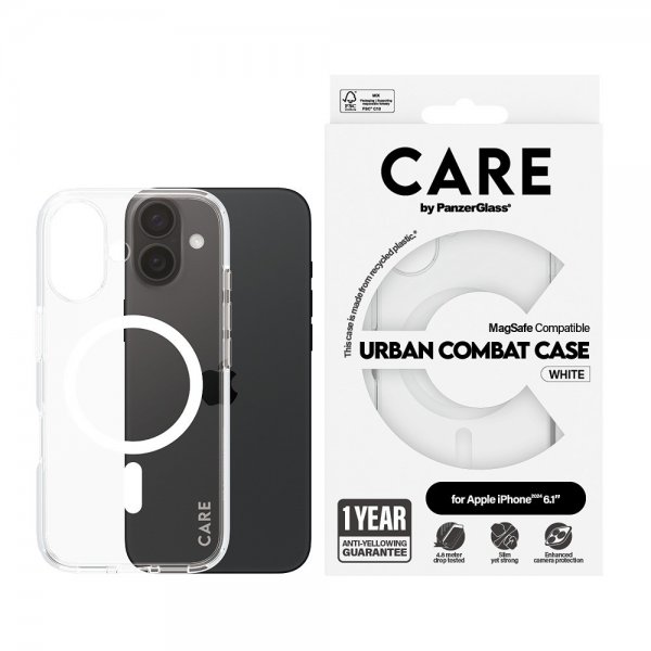 CARE by PanzerGlass iPhone 16 Skal Urban Combat MagSafe Vit